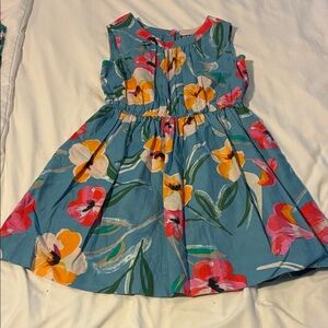 Tea Collection Blue Floral Summer Dress with Yellow & Pink Blooms